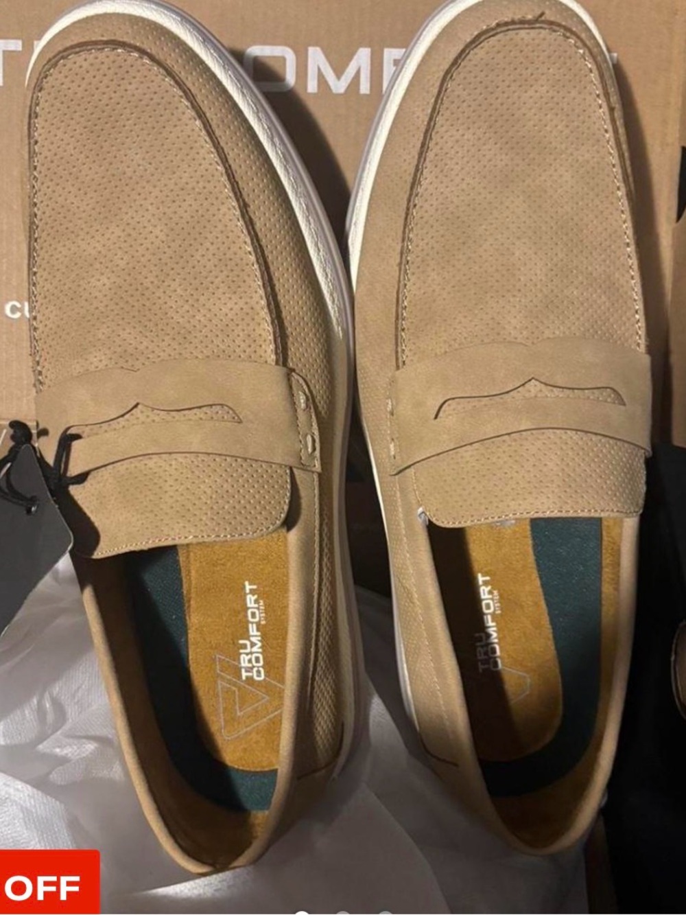 Men's Beige Suede Penny Loafers with Cushioned Comfort Insole